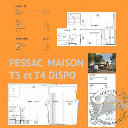  IMMOG Le Haillan Agent Immobilier : Maison / Villa | PESSAC (33600) | 70 m2 | 327 000 € 