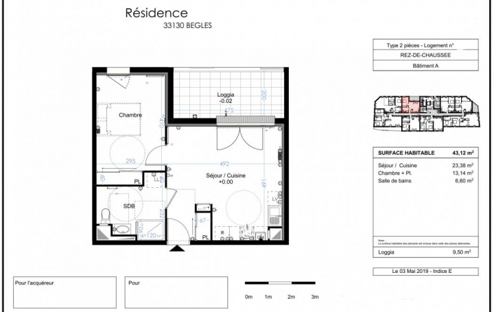Annonces LEHAILLAN : Appartement | BEGLES (33130) | 43 m2 | 200 000 € 