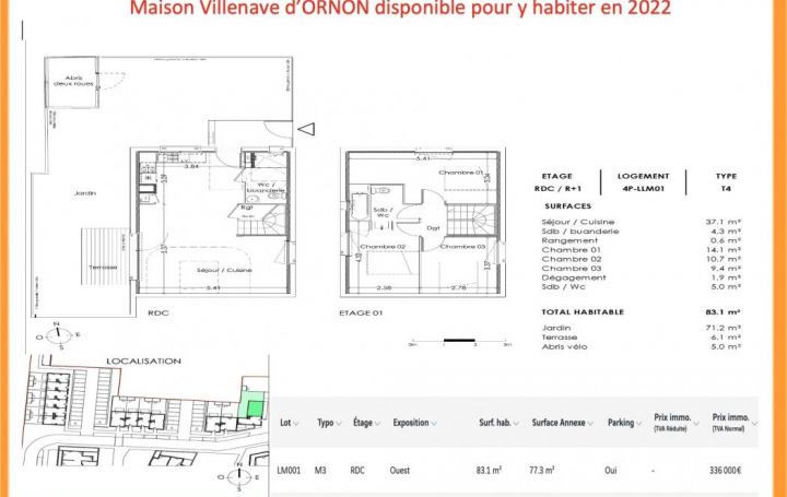 IMMOG Le Haillan Agent Immobilier : Maison / Villa | VILLENAVE-D'ORNON (33140) | 84 m2 | 336 000 € 